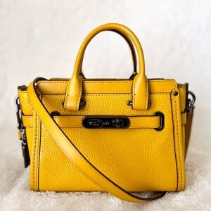 ⭐️BRAND NEW⭐️ Coach Swagger Crossbody Bag in Yellow Pebble Leather